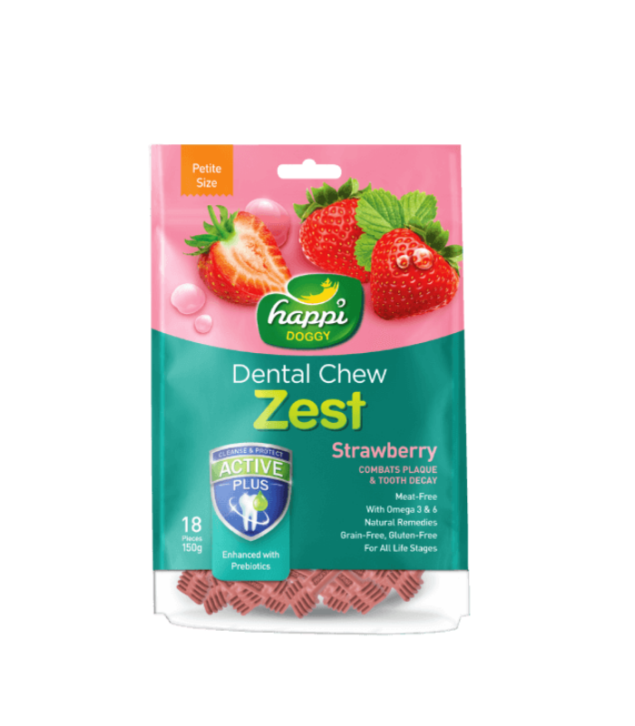 HAPPI DOGGY Dental Chew Zest Strawberry Petite Size 150g - Image 1