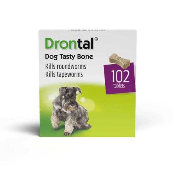 BAYER Drontal Dog Tasty Bone - SELL BY SINGLE TABLETS (102 tablets per box)