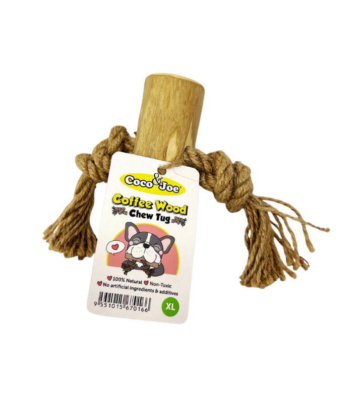 COCO & JOE Coffee Wood Chew Tug with Rope- S - Image 1