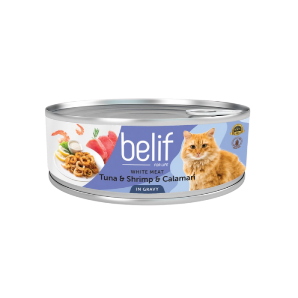 BELIF White Meat Tuna & Shrimp & Calamari in Gravy 80g
