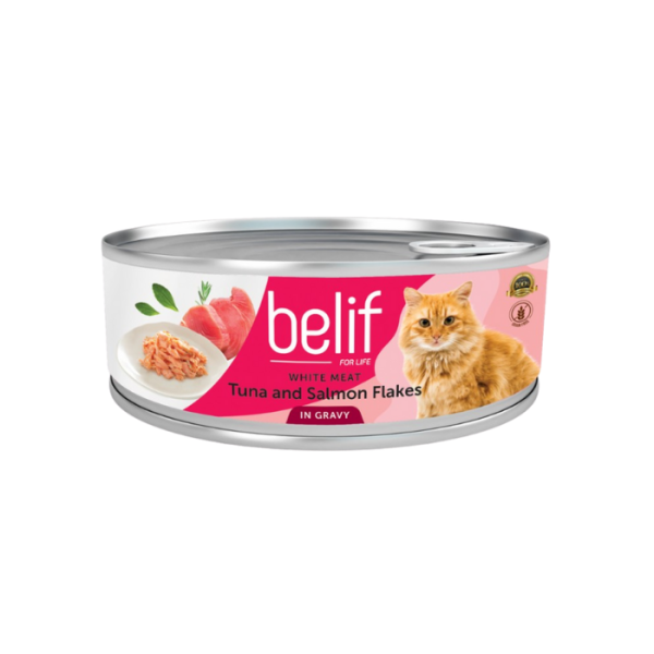 BELIF White Meat Tuna & Salmon Flakes in Gravy 80g