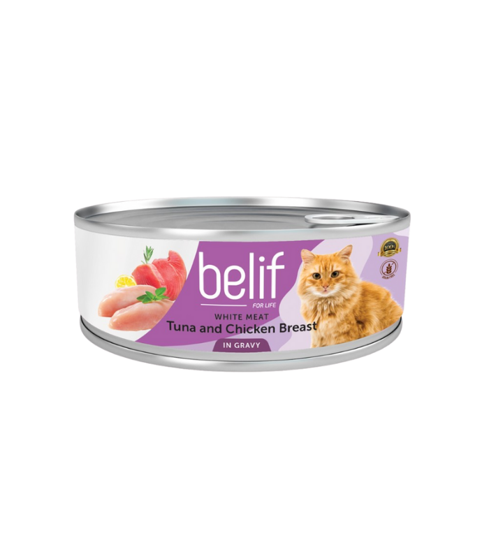 BELIF White Meat Tuna & Chicken Breast in Gravy 80g - Image 1