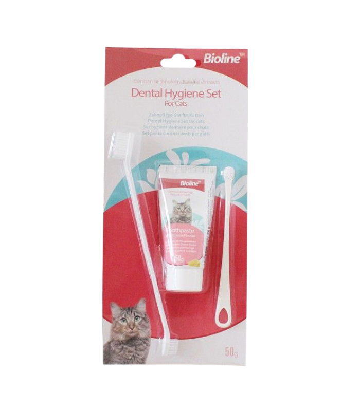 BIOLINE Cat Dental Kit with Tooth Paste Cheese 50g - Image 1