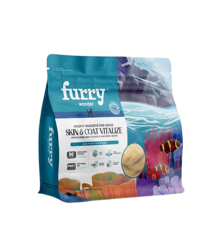 FURRY WONDER Skin & Coat Vitalize Freeze-Dried Raw Salmon & Mackerel Recipe for Cats - 4oz/113g - Image 1