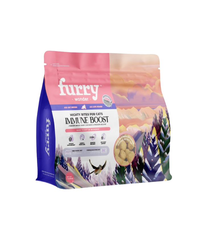 FURRY WONDER Immune Boost Freeze-Dried Raw Pigeon & Chicken Recipe for Cats - 4oz/113g - Image 1