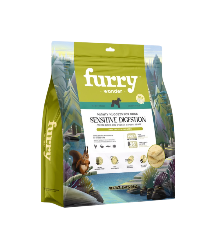 FURRY WONDER Sensitive Digestion Freeze-Dried Raw Rabbit & Chicken Recipe for Dogs - 8oz/226g - Image 1