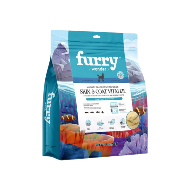 FURRY WONDER Skin & Coat Vitalize Freeze-Dried Raw Salmon & Mackerel Recipe for Dogs - 8oz/226g