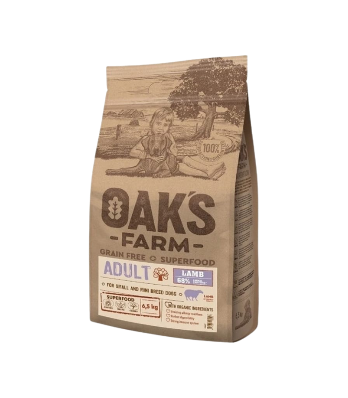 OAK'S FARM Grain Free Lamb Adult Small & Mini Breed 2kg - Image 1