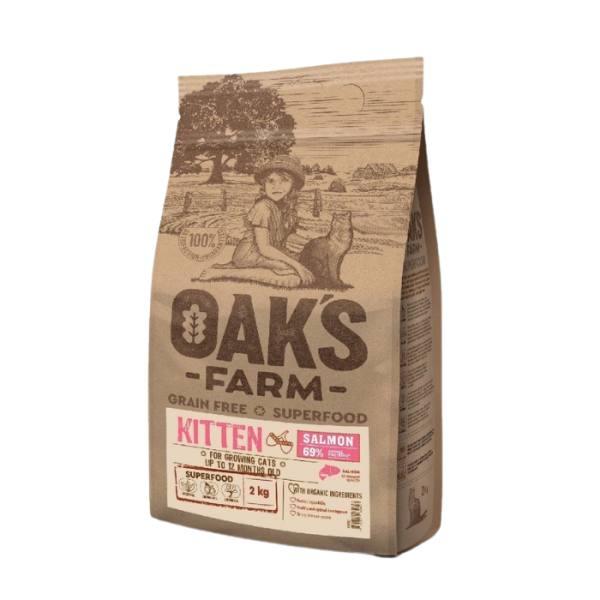 OAK'S FARM Grain Free Kitten with Salmon 2kg