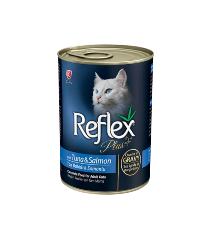 REFLEX Plus Adult Can Food with Tuna & Salmon Chunks in Loaf 400g - Image 1