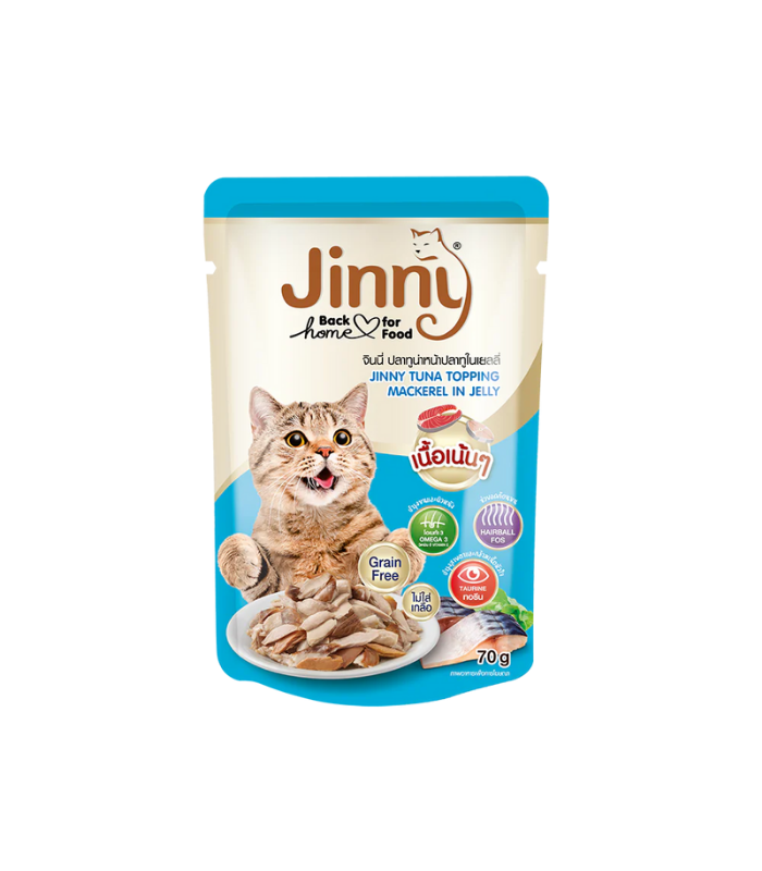 JINNY Cat Pouch Tuna Topping Mackerel in Jelly 70g - Image 1