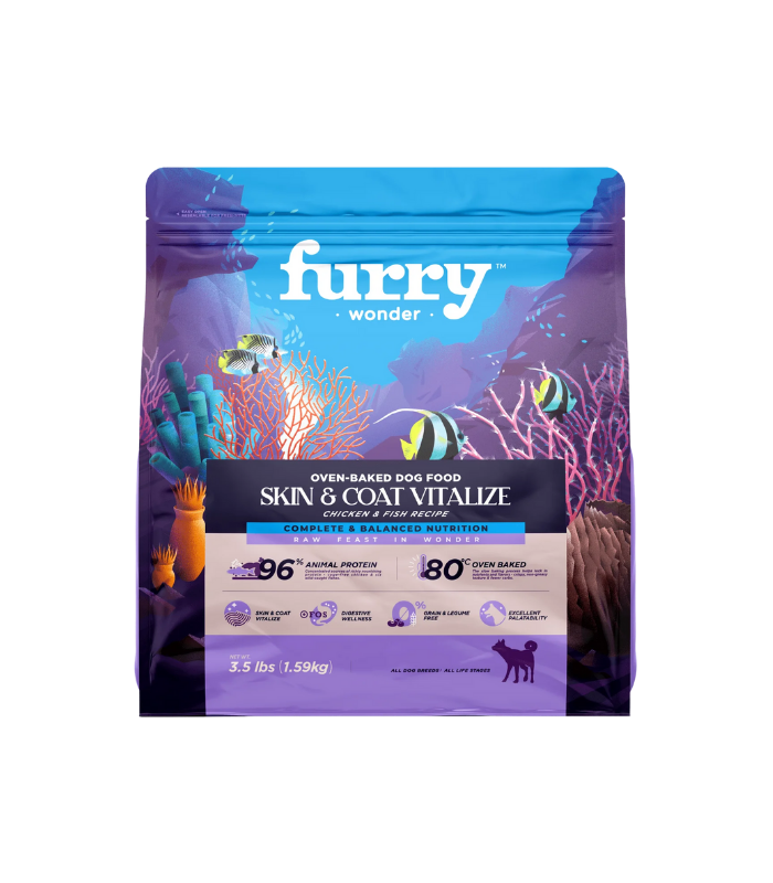 FURRY WONDER Skin & Coat Vitalize Oven-Baked Chicken & 6 Fish Recipe- All Life Stage Dog Diet 1.59kg - Image 1