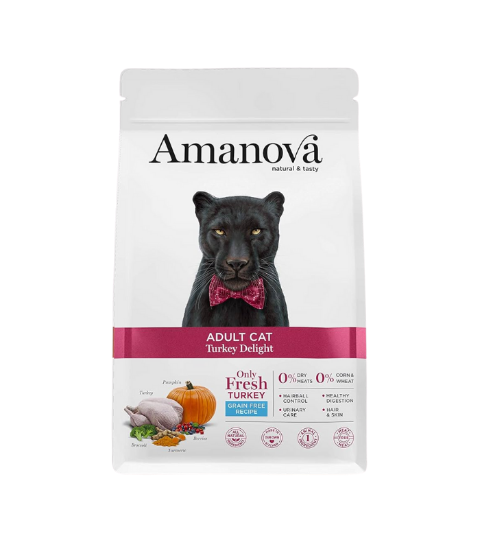 AMANOVA Adult Cat Turkey & Pumpkin No Grain 1.5kg - Image 1
