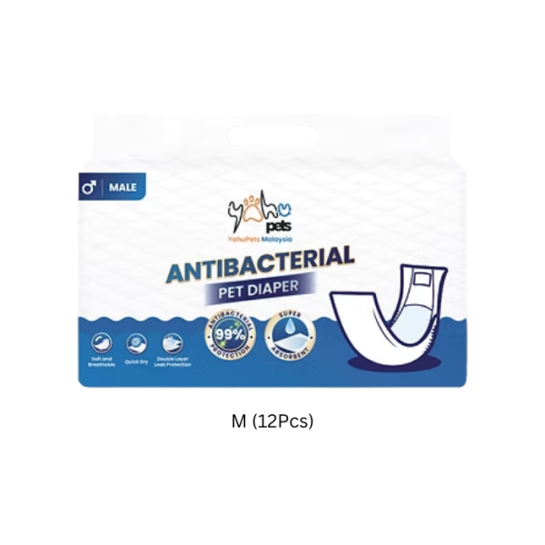 YAHUPETS Antibacterial Pet Diaper(M)-M (12Pcs)