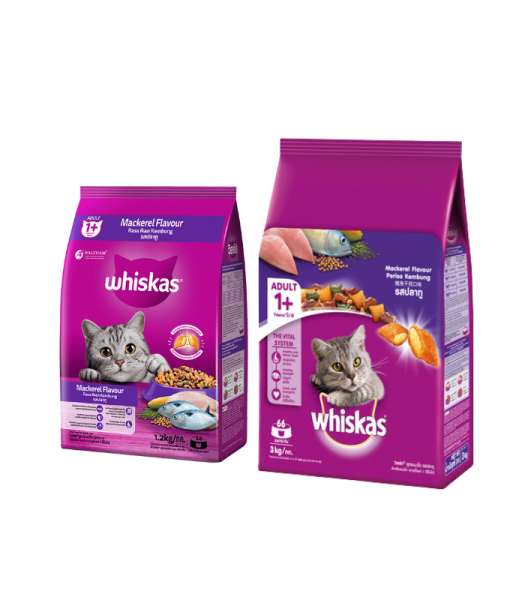 WHISKAS POCKET MACKEREL 3kg &1.2kg