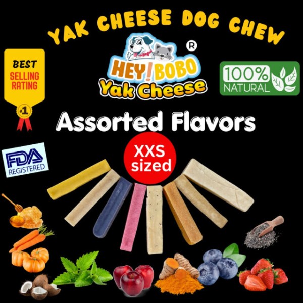 HEY!BOBO Yak Cheese Chew 8-Assorted Flavors -XXS