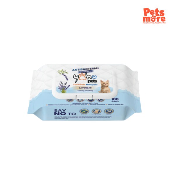 YAHUPETS Antibacterial Cat Wipes Lavendar 100pcs