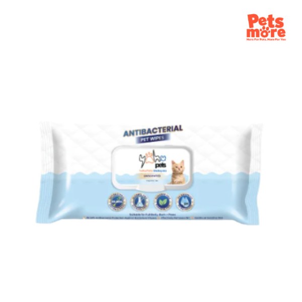 YAHUPETS Antibacterial Cat Wipes - Unscented (3x100 pcs)