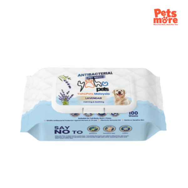 YAHUPETS Antibacterial Dog Wipes - Lavender (3x100 pcs)