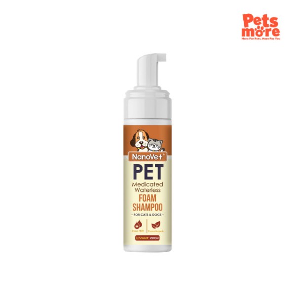 NANOVET Medicated Waterless Foam Shampoo Normal Type 200ml