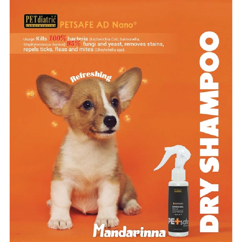 Petdiatric AD Nano Petsafe Mandarinna Dry Shampoo for Cats & Dogs (100ml) - Image 4
