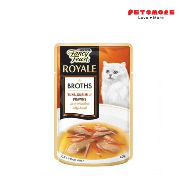 Fancy Feast Broths Tuna, Surimi & Prawns 40g