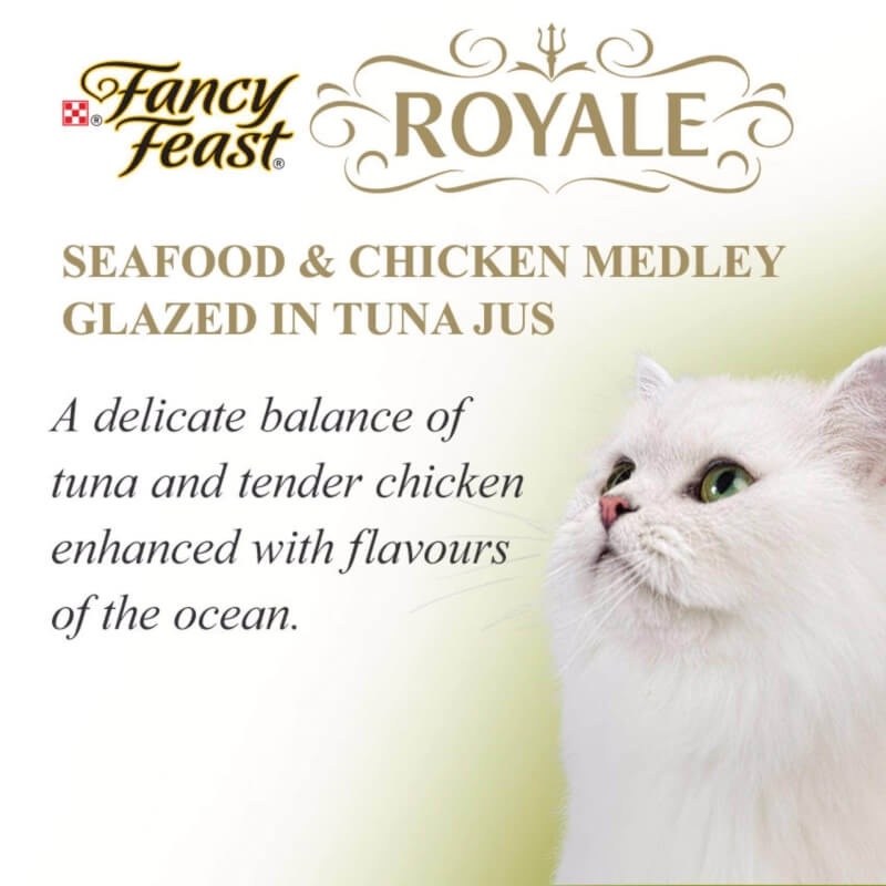 Fancy Feast Royale Seafood & Chicken Medley Glazed in Tuna Jus 85g (24x in carton) - Image 3