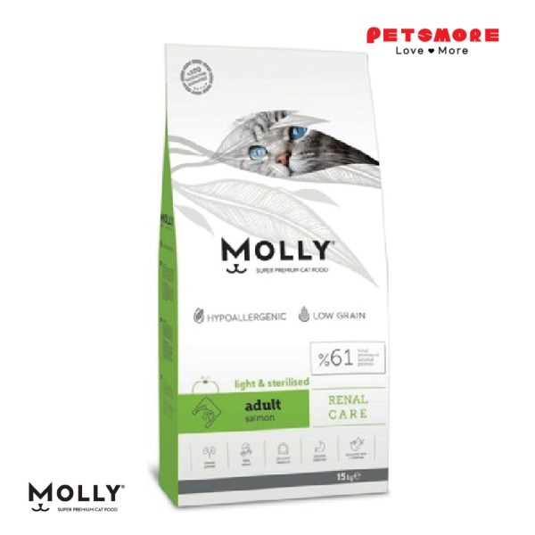 MOLLY Cat Adult Renal Care Light & Sterilised Salmon 15kg / Cat Food / Makanan Kucing