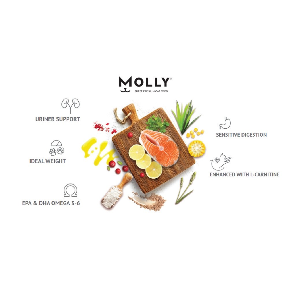 MOLLY Cat Adult Renal Care Light & Sterilised Salmon 15kg / Cat Food / Makanan Kucing - Image 3