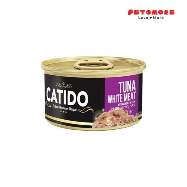 CATIDO Tuna White Meat With Mackerel In Jelly (80g X24) / Cat Food / Cat Wet Food / Makanan Kucing