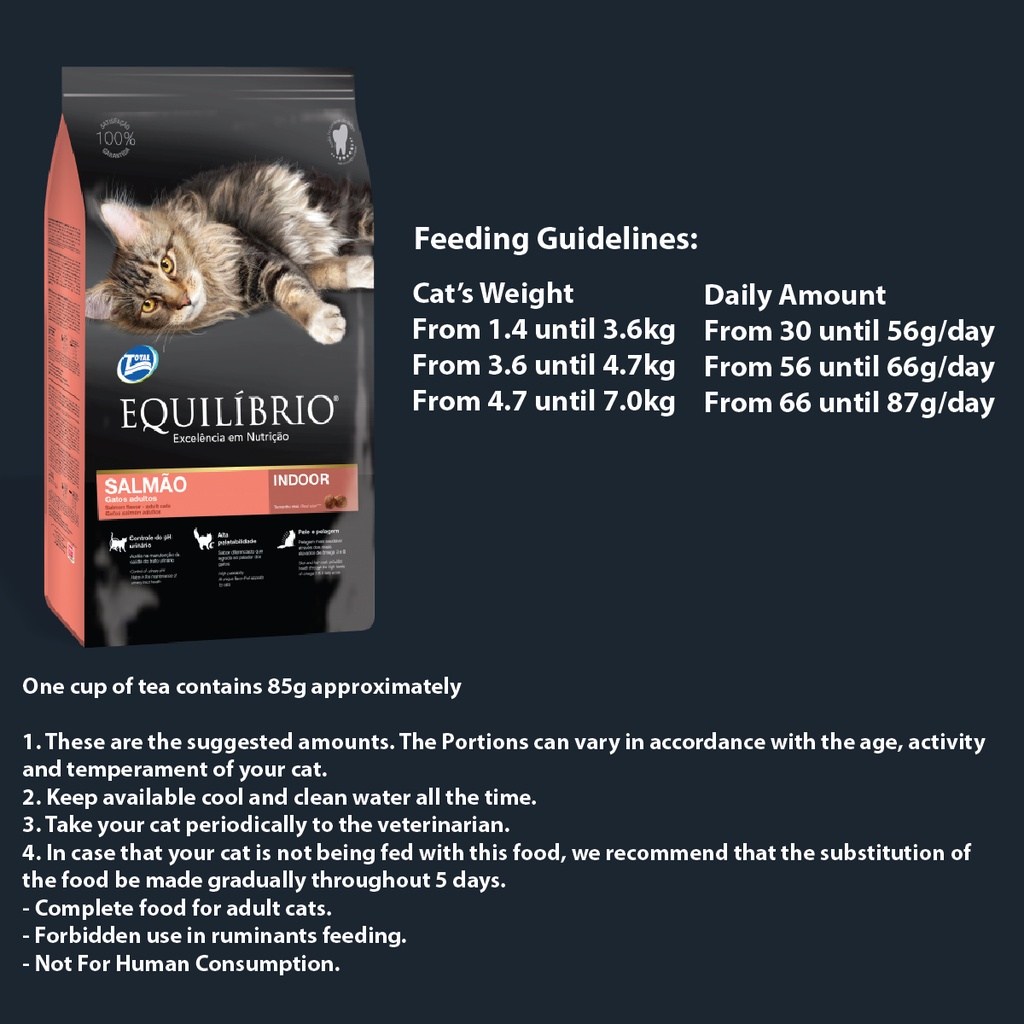 EQUILIBRIO Adult Cats Salmon (Indoor) 33/18 1.5kg / Cat Food / Makanan Kucing - Image 3