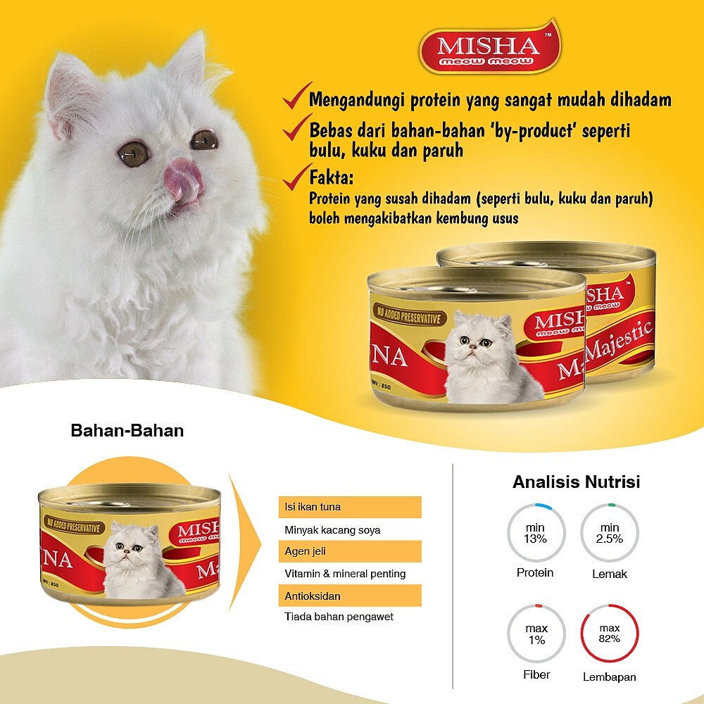 MISHA Wet Canned Cat Food 85g (Tuna) / Makanan Kucing - Image 3