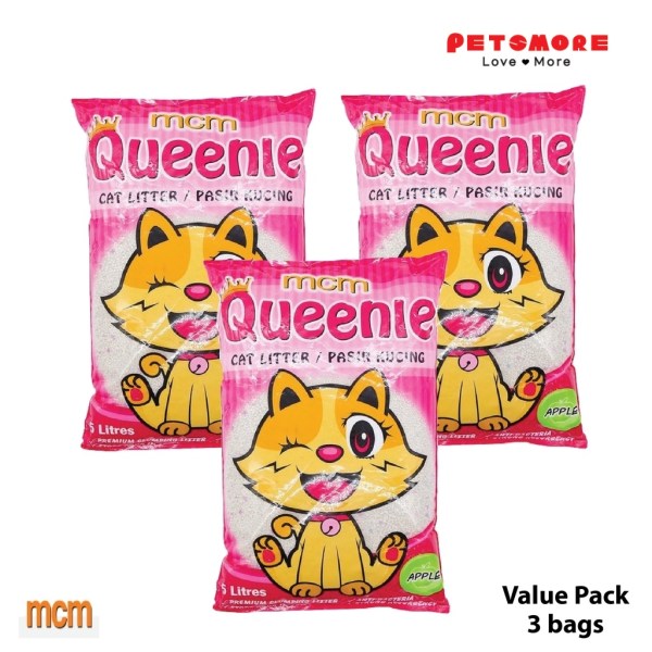 MCM Queenie Clumping Cat Litter 10L - Apple (Value 3 Packs) / Cat Litters / Pasir Kucing