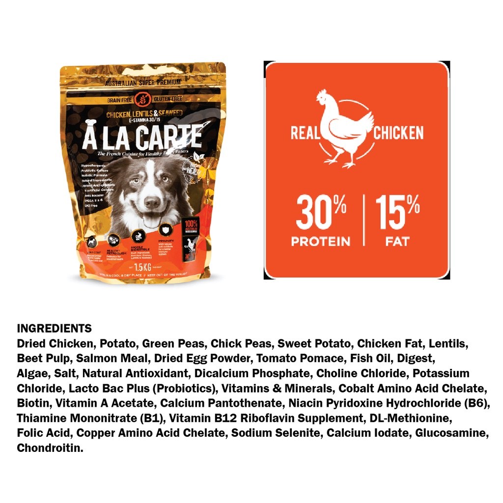 ALA CARTE GF Formula Chicken,Lentils & Seaweed 8kg / Dog Food / Dog Dry Food - Image 3
