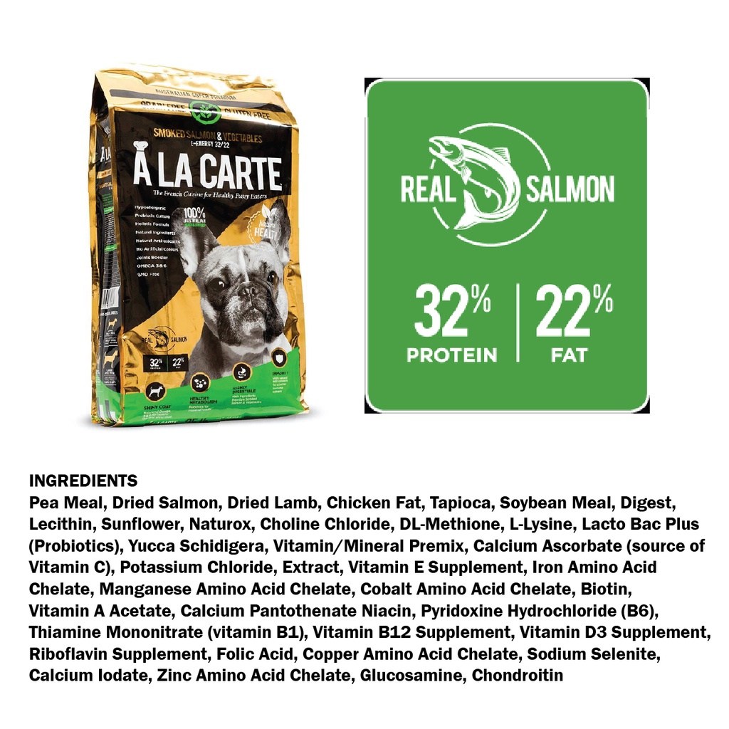 ALA CARTE Grain Free Formula Smoked Salmon & Vegetables 8kg / Dog Food / Dog Dry Food - Image 3