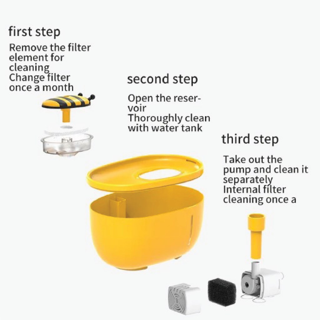 Petido Automatic Water Fountain for Cat - Bee (2.5L) - Image 3