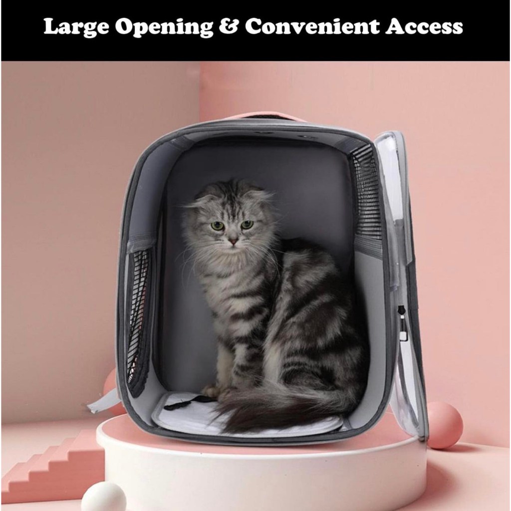 PET-iDO Pet Backpack Breathable Square Transparent - Grey - Image 2