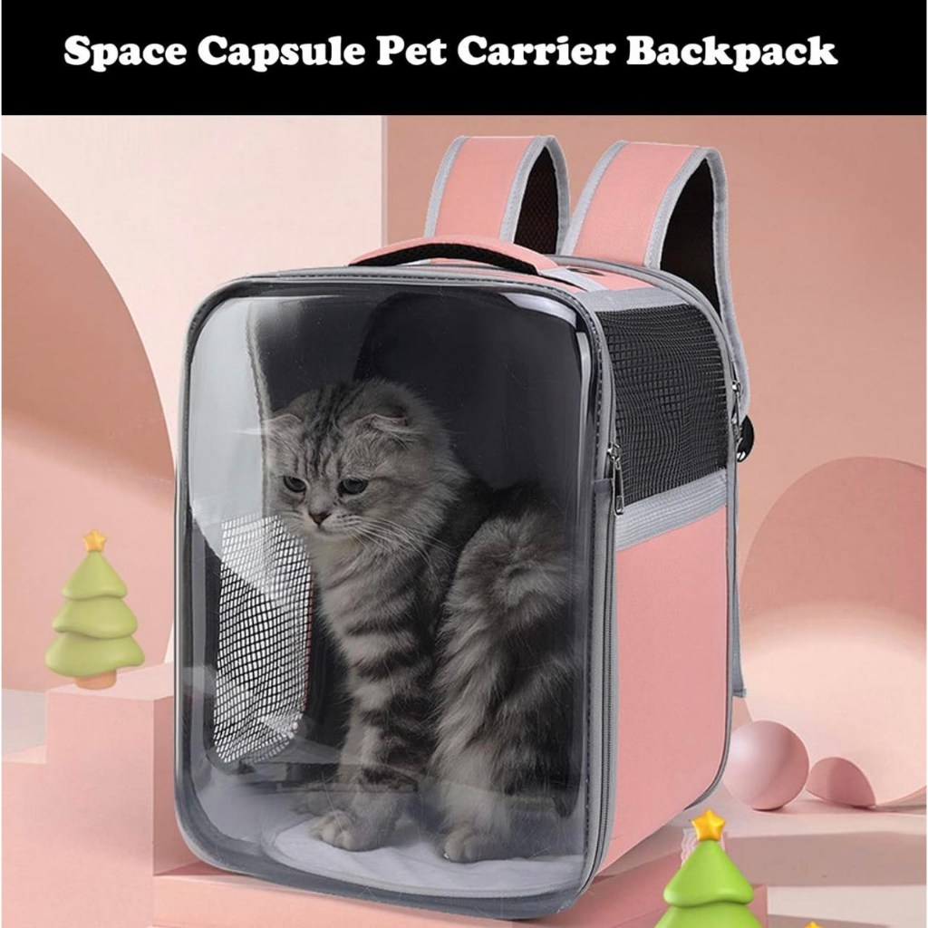 PET-iDO Pet Backpack Breathable Square Transparent - Grey - Image 3