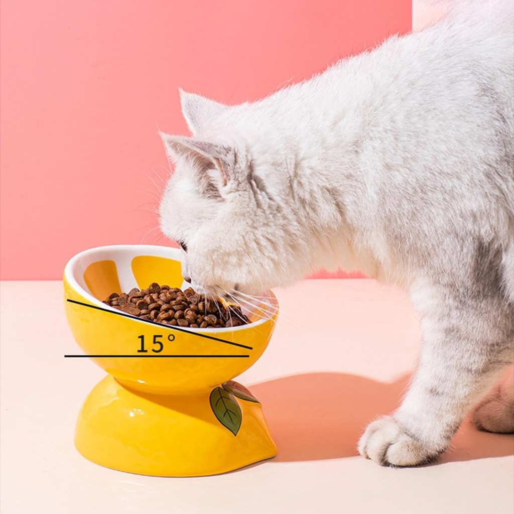 PET-iDO Anti-Vomiting Ceramic Cat Bowl - Lemon (13cm) - Image 3
