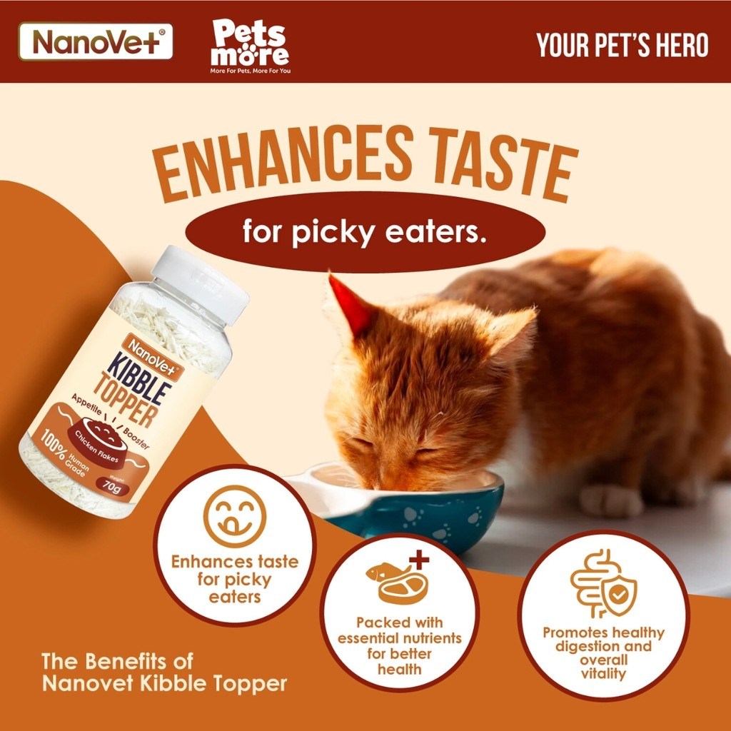 NANOVET Kibble Topper Chicken Flakes 70g Cat/Dog Food - Image 2
