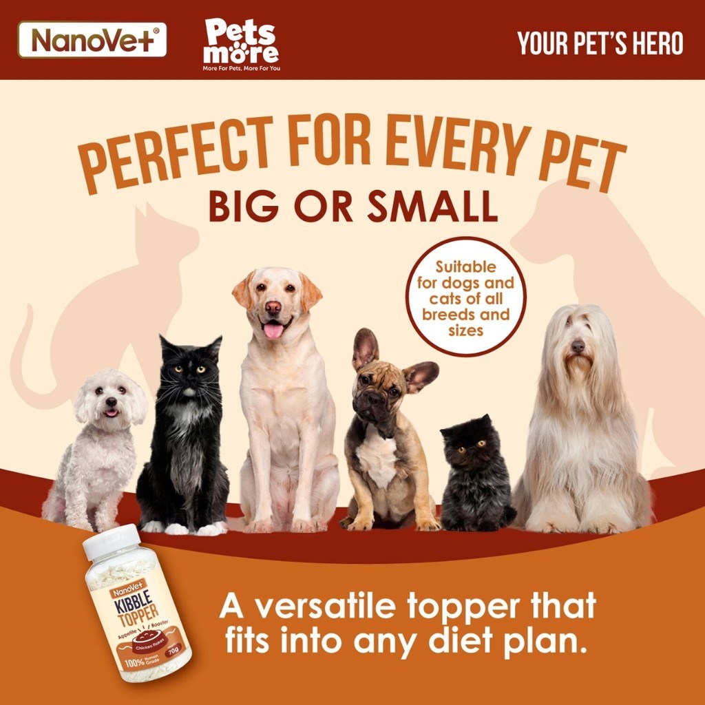 NANOVET Kibble Topper Chicken Flakes 70g Cat/Dog Food - Image 4