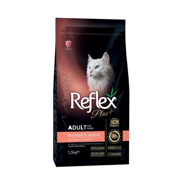 REFLEX Plus Hairball & Indoor Cat Food Salmon 1.5kg