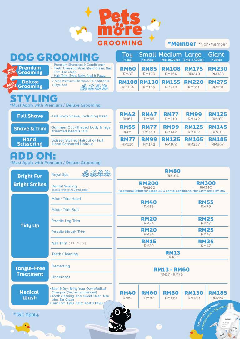 GROOMING MENU DOG